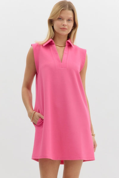 Collared V-Neck Dress