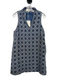Classic Navy Textured Sleeveless Shift Dress