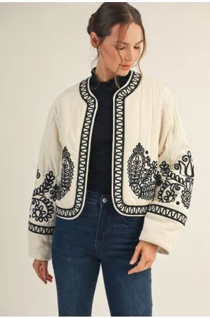 Embroidery Cropped Jacket￼